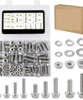 Stainless Steel 304 Flange Hex Bolts Kit For Furniture Heavy Duty Corrosion Resistant Hardware Assortment With Coated Finish No Burr Anti Slip Nut Teeth