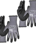 Cut Resistant Work Gloves With Nitrile Coated Grip, HPPE Fabric, ANSI A4, XL Size, 2 Pack, displaying front and back views.