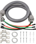Half Inch AC Whip Assembly Kit Four Foot With Terminal Non Metallic Liquid Tight Conduit And 10/3 THHN Wire for outdoor HVAC