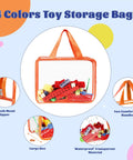 Clear PVC Storage Bags Set With Zipper And Labels, Waterproof Travel Organizer Pouch with toys, multicolor, large size view