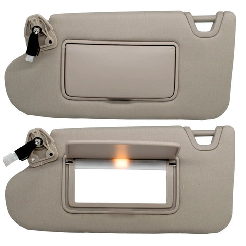 Left Driver Side Sun Visor For Nissan Altima 2013-2018 With Built-In Light Beige Direct Replacement Non OEM Without Sunroof Part 96401-3TA2A