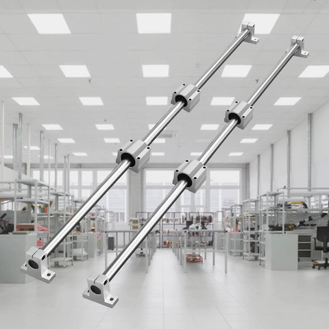 Two 1200mm stainless steel linear guide rails with four sliding blocks and mounting brackets.