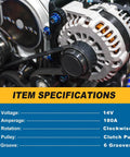 Alternator 37300 3L060 14V 180A For 3.8L V6 Engine in Hyundai Palisade 2020-2024 and Kia Telluride 2020-2024, installed view