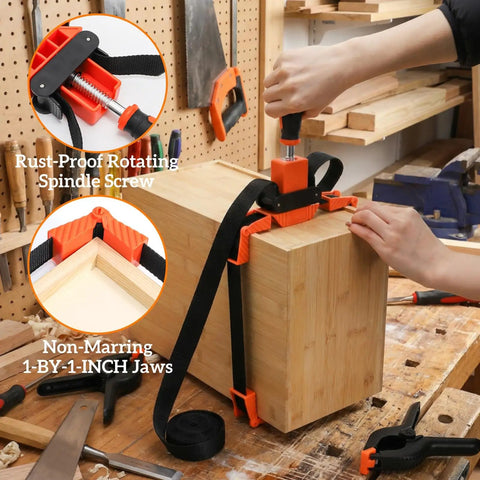 Heavy Duty Strap Band Clamp And Six Inch Quick Release Spring Bar Clamps Seven Piece Killer Combo For Woodwork Diy Frames And Jig Builds Built Solid For Hassle Free Shop Sessions