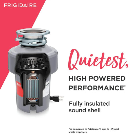 Three Quarter HP Corded Beefed Up Kitchen Garbage Disposal with exposed interior showing BIOSHIELD Odor Shield features