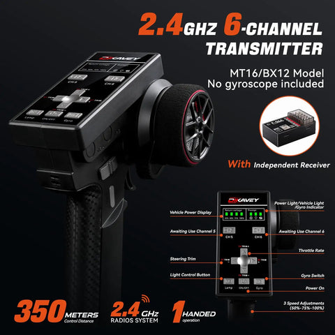 2.4GHz 6-channel transmitter for Twelfth Scale Dope Brushless RC Car For Adults With 42 MPH Top Speed 4x4 Off Road Racing Buggy