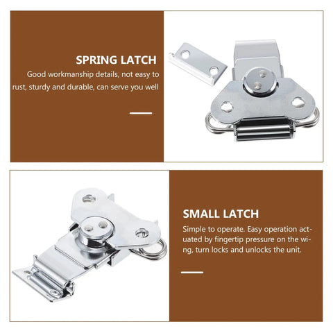 Spring Loaded Stainless Steel Butterfly Latches For Wooden Boxes Decorative Draw Latches With Silver Finish Heavy Duty Quick Release Clasps For Office And Shop Use Three Piece Set top view