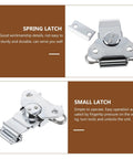 Spring Loaded Butterfly Latches Three Piece Set Stainless Steel, showing two latch designs for wooden boxes and toolboxes.