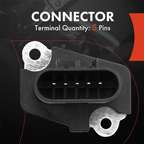 5 Pin Mass Air Flow Sensor For GM Vehicles Plug And Play Replacement Fits Chevy Malibu Camaro Cobalt Trailblazer HHR Equinox Colorado Impala Corvette Spark 2005 To 2017 Models, 5-pin connector close-up