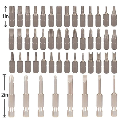 Solid 53 Piece Right Angle Screwdriver Set With S2 Bits And Mini Ratchet Includes Magnetic Extensions For Reaching Tough Spots Fast Plus Demagnetizer Tool For All Your Home Repair Vibes, 1in and 2in bits