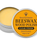 Real Deal Natural Beeswax Furniture Polish To Restore Dry Wood And Boost Natural Grain With Food Safe Olive Oil Blend For A Smooth Clean Finish That Gives Your Favorite Wooden Pieces Brand New Life In 3.5 Fl Oz Jar in a tin container.
