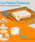 Sliced tofu on a cutting board with components of Dishwasher Safe Press For Quick No Fuss Meal Prep And Extra Firm Tofu This Press Drains Water From Tofu Fast With A Long Screw And Inner Spring Openable U Drip Tray BPA Free Vegan Gift Ready For Organic And Firm Tofu.