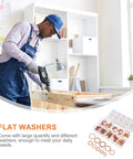 Heavy Duty Copper Sealing Washer Set, 200 Piece Assortment Kit For Industrial And Mechanical Applications With Excellent Heat Resistance And Oil Seal Performance Perfect For Electrical Connections And Household Appliance Fixes, assorted copper flat washers in case
