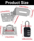 2 Pack 4 Inch 90 Degree Stainless Steel Hasp Latch Set For Barn Doors Closets And Cabinets Durably sized components with dimensions