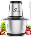 6 Cup Mini Food Processor Chopper With 250W Motor And Stainless Steel Blades Plus Meat Grinder Attachment For Meat Veggies Onion Garlic Nuts