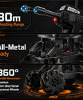 360 Degree Drifting RC Tank Kit For Teens And Beginners, Hands On STEM Robot Project with metal frame and omni-directional wheels.