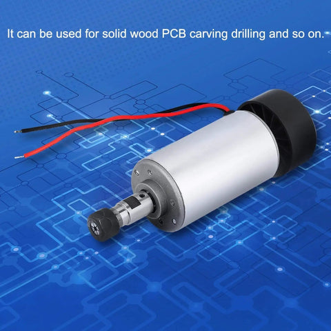 Brushless Spindle Motor 300W 52mm DC 48V CNC Spindle ER11 Air Cooled for Engraving Machines on blue circuit board background