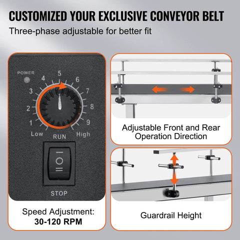 Built To Last Heavy Duty Motorized Belt Conveyor For Inkjet Coding Or Packaging Lines speed control and guardrail features