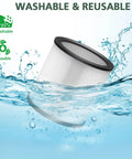 2 Pack DXVC6910 Cartridge Filter Replacement for 6 to 16 Gallon Wet Dry Vacuums shown washable and reusable in water