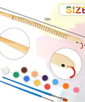 Ten Piece Unfinished Wooden Snakes Craft Kit With Jointed Wiggly Bodies, Includes 12 Color Acrylic Paints And Two Brushes For Arts