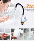 ZBSAVFM Rotating Black Kitchen Faucet with Silica Gel Nozzle Hot & Cold Water Mixer, flexible design in use with water flow.