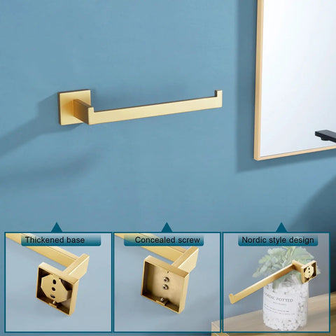 Brushed Gold Towel Bar Wall Mounted Hand Towel Holder For Bathroom And Kitchen Stainless Steel Rustproof Hardware Modern Design