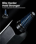 Close-up of a thread-upgraded reinforced extractor from a 15 Piece Impact Screw Extractor Set For Stripped Bolts And Damaged Screws, Bolt And Nut Remover Socket Tool Kit, Heavy Duty Extraction Kit With Beefy Torque And Quick Grip For Slippage Free Removal.