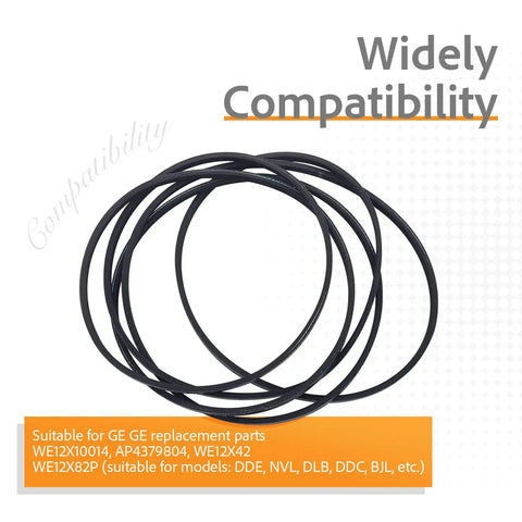 87 Inch 4 Rib Dryer Belt Replacement One Quarter Inch Wide For Wide Range Of Front Load Dryers Includes WE12X82 WE12X10014 AP4379804 WE12X42 WE12X82P, black belt