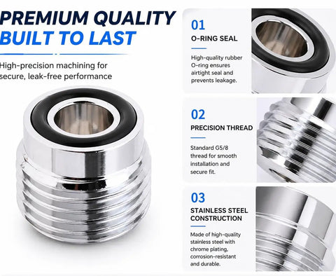 Two Pack Must Have Scuba Diving Tank Valve Adapter G Five Eighths To Five Sixteenths High Pressure Air Tank Regulator Adapter With O Ring Seal Anti Leak Stainless Steel Diving Accessory showcasing construction details
