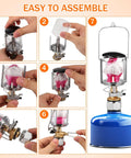 Compact Outdoor Camping Gas Lantern With Lantern Cover Durable Copper And Stainless Steel Body fits gas tanks assembly