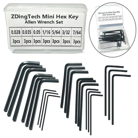 Mini Hex Key Set 21-Piece Imperial L Shape Allen Wrench Kit For Precision Fasteners, Black Oxide Rust-Resistant Finish, case view
