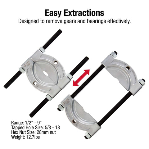 Bearing Splitter Kit For Gear And Bearing Removal, Half Inch To Nine Inch, Alloy Steel with Angled Edges, Heavy Duty