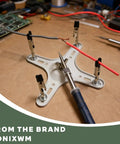 Soldering Wire Holder Go To Four Arm Helping Hands Tool With Magnetic Base And 360 Degree Rotatable Arms in use on workbench