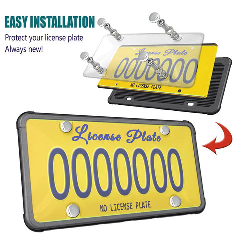 Clear Bubble License Plate Cover With Silicone Frame, Unbreakable Black Plate Protector Kit That Shields Your Tag From Scratches