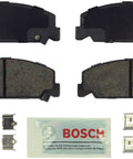 Bosch BE273H front brake pad set with hardware, four pads and clips, includes lubrication packet