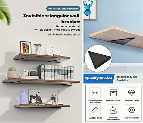 Five Pack Hidden Stainless Steel Shelf Brackets For White Walls Invisible Triangular Wall Mounts Heavy Duty Yet Sleek