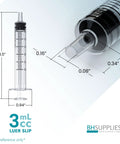 3ml Luer Slip Tip Syringe No Needle Sterile Individually Wrapped 100 Pack For Medical Lab Dosing And Home Use Clear General Purpose Syringes Ideal For Medical And DIY Projects, clear syringe dimensions
