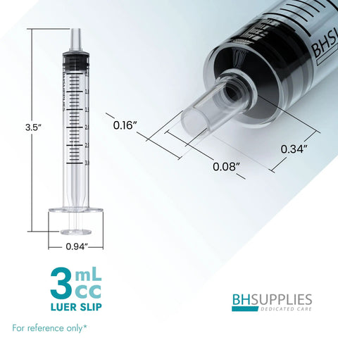 3ml Luer Slip Tip Syringe No Needle Sterile Individually Wrapped 100 Pack For Medical Lab Dosing And Home Use Clear General Purpose Syringes Ideal For Medical And DIY Projects, clear syringe dimensions