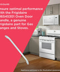 Replacement Oven Door Handle 316545301 for Gas Ranges and Stoves, white finish, in a modern kitchen setting.