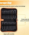 Backyard Mechanic Mini Wrench Set Packed With Metric And Sae Sizes 20 Piece stored in a soft-lined zippered case for protection.