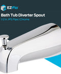 Five And Three Eighths Inch Nose Diverter Tub Spout With One Half Inch IPS Connection In Chrome Finish For Tub Or Shower Replacement Universal Fit And Easy No Fuss Installation, side view showing lever.