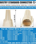 Heavy Duty Beefy Winged Tan Wire Nut Kit 1200 Pcs For 12 Gauge To 22-8 AWG with size measurements and usage instructions