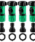 Garden Hose Quick Connect Kit With Three Quarter Inch GHT Female Connectors And Valve Quick Release, Hose Fittings, Four Pack