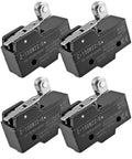 4 Pack Micro Switch 1NO 1NC 15A 125V 250V 380VAC IP40 Rating For Industrial Control Panels Dual Circuit Single Pole Double Throw Beefy Load Capacity Switch, black