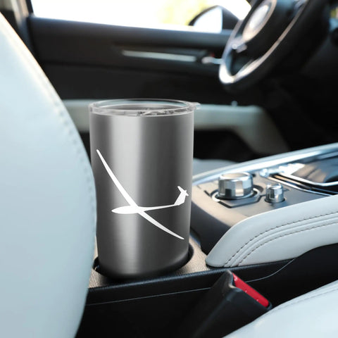 Insulated Stainless Steel Tumbler For Glider Pilot And Aviation Fans With Soaring Airplane Sailplane Design in car cupholder