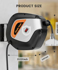 Heavy Duty Retractable Extension Cord Reel With Lighted Triple Tap, 50FT 14AWG 3C SJTOW Power Cord, wall mount dimensions