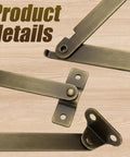 2 Pack Lid Support Hinges Antique Bronze Folding For Wooden Boxes Jewelry Cases Display Furniture Cabinets Cupboards Includes 10 Mounting Screws Rust Resistant Iron 7.6 Inch Extend When Open And 4.3 Inch Closed Built Tough" components on wood surface close-up.