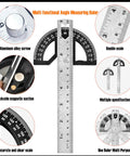 Heavy Duty 8 Inch Protractor Angle Finder Carpenter Square Adjustable Aluminum Gauge With 0 To 180 Degree Swing Arm showcasing magnetic back and clear scale.