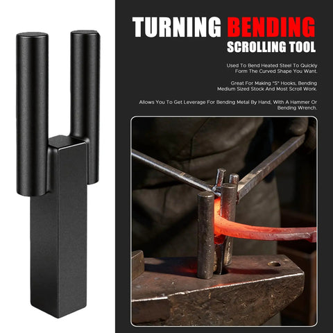1 Inch Blacksmith Anvil Hardy Hole Tools Set 5 Piece Forge Tool Kit with turning and bending tool demonstration
