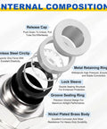 Internal components of Two Pack Push To Connect Pneumatic Fittings M6 0.16 Inch Tube Nickel Plated Brass Straight Male Adapter